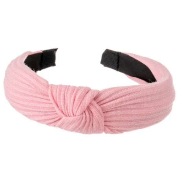 Pretty Pink Ribbed Top Knot Headband - Picture 1 of 1